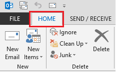 Outlook Home Tab